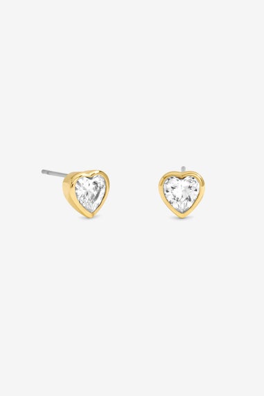 Jon Richard Gold Plated Cubic Zirconia 18K Crystal Heart Studs Hanging Heart
