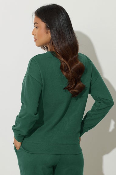 PixieGirl Petite Green St Moritz Slogan Sweatshirt
