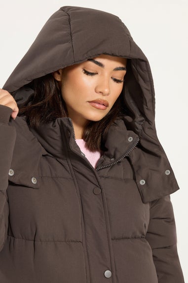 PixieGirl Petite Chocolate Brown Maxi Padded Puffer Coat