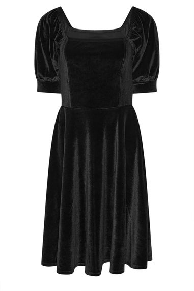 PixieGirl Petite Black Square Neck Velvet Dress