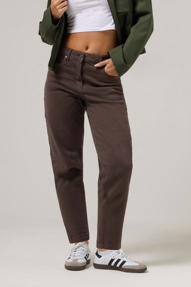 PixieGirl Petite Chocolate Brown Non-Stretch Barrel Jeans
