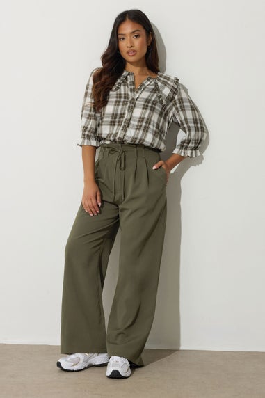 PixieGirl Petite Green Tie Wide Leg Trousers