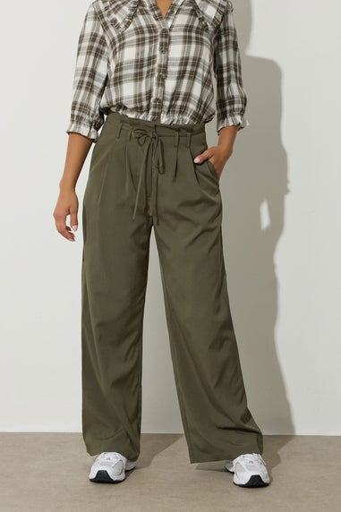 PixieGirl Petite Green Tie Wide Leg Trousers