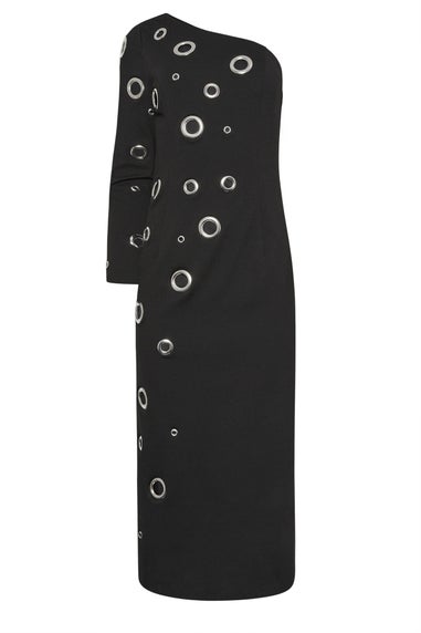 Star By Julien Macdonald Black One Shoulder Eyelet Dress