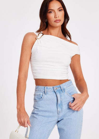 Quiz Cream Buckle Detail Top