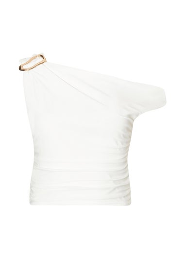 Quiz Cream Buckle Detail Top