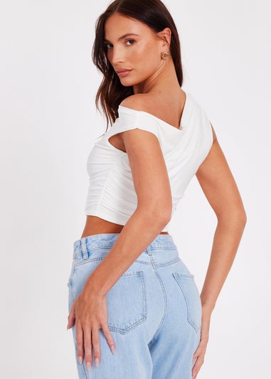 Quiz Cream Buckle Detail Top