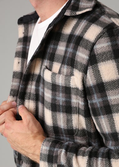 Tokyo Laundry Grey Checked Yarn-Dyed Fleece Shirt