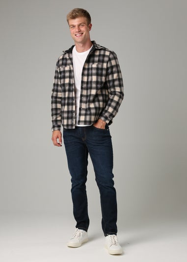 Tokyo Laundry Grey Checked Yarn-Dyed Fleece Shirt