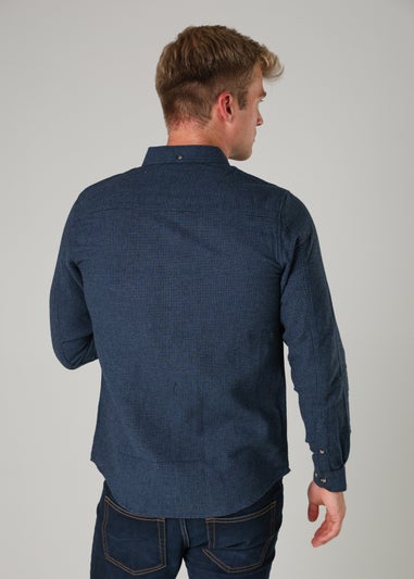 Tokyo Laundry Dark Blue Checked Cotton Corduroy Long Sleeve Shirt