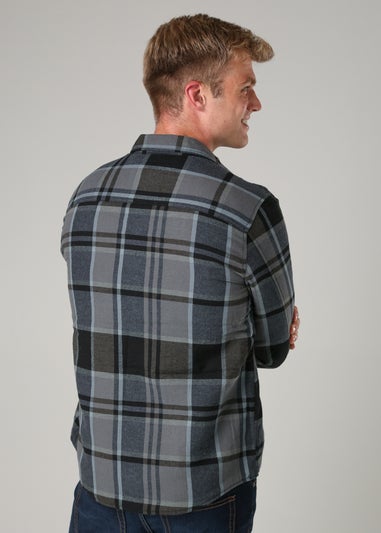 Tokyo Laundry Black Cotton Checked Long Sleeve Shirt with Sherpa Lining