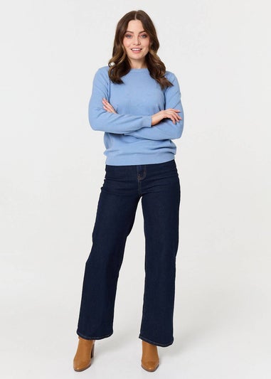 Izabel London Blue Textured Soft Knit Long Sleeve Jumper