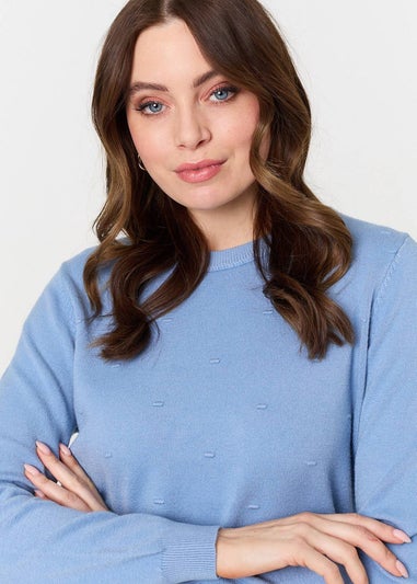 Izabel London Blue Textured Soft Knit Long Sleeve Jumper