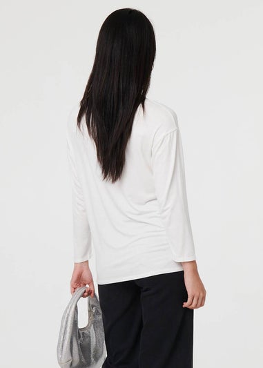 Izabel London White Sparkly Embellished Long Sleeve Top