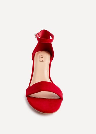 Linzi Legacy Wide Fit Red Suede Closed Black Block Heel