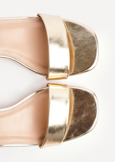 Linzi Tillie Gold Faux Leather Low Blook Heel