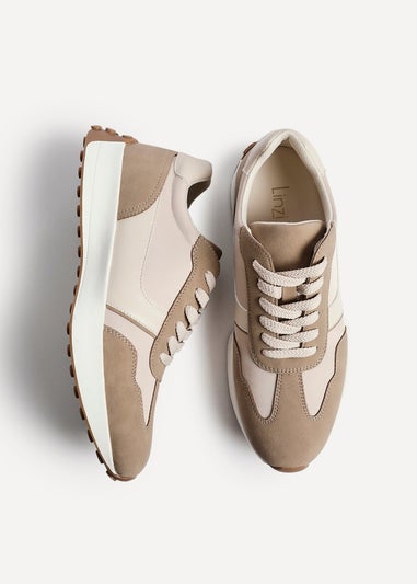 Linzi Hustle Beige Suede Mix Sports Trainers