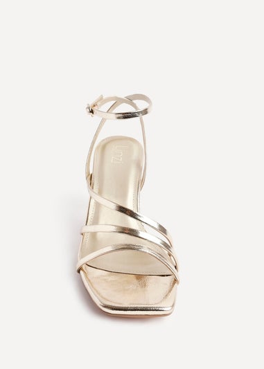 Linzi Reflect Gold Faux Leather Strappy Heels