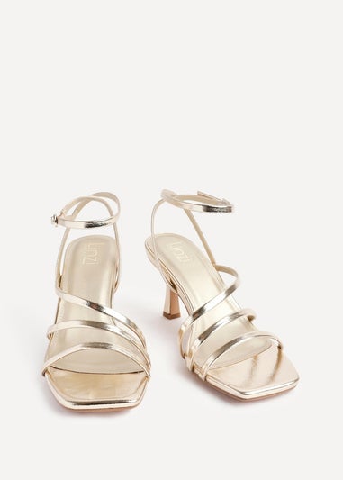Linzi Reflect Gold Faux Leather Strappy Heels