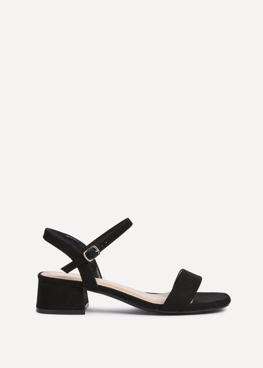 Linzi Carlie Wide Fit Black Faux Suede Low Block Heel