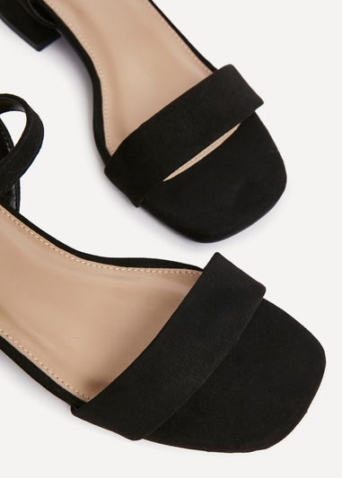Linzi Carlie Wide Fit Black Faux Suede Low Block Heel
