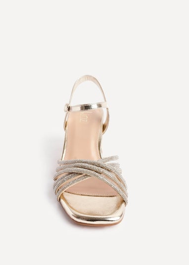 Linzi Strictly Wide Fit Gold Block Heel