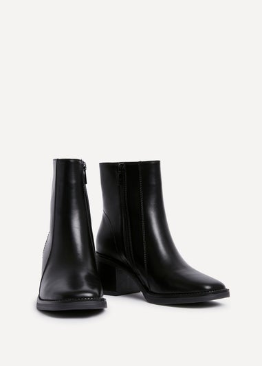 Linzi Wander Black Faux Leather Heeled Ankle Boot