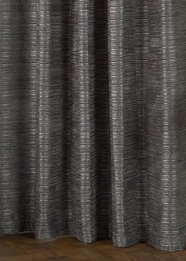 Paoletti Jupiter Chenille Jacquard Eyelet Curtain Pair Graphite