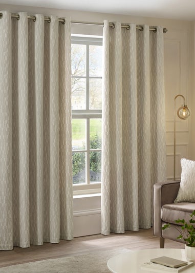 Paoletti Manhattan Velvet Room Darkening Eyelet Curtain Pair Ivory