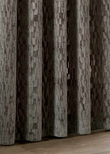 Paoletti Manhattan Velvet Room Darkening Eyelet Curtain Pair Mink