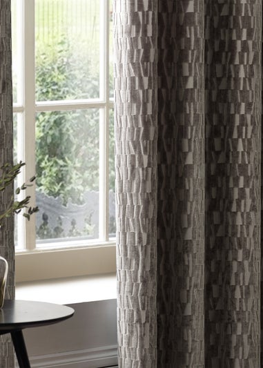 Paoletti Manhattan Velvet Room Darkening Eyelet Curtain Pair Mink