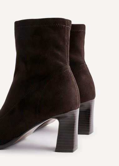 Linzi Blaze Brown Faux Suede Sock Ankle Boot