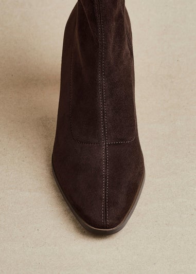 Linzi Blaze Brown Faux Suede Sock Ankle Boot