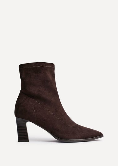 Linzi Blaze Brown Faux Suede Sock Ankle Boot