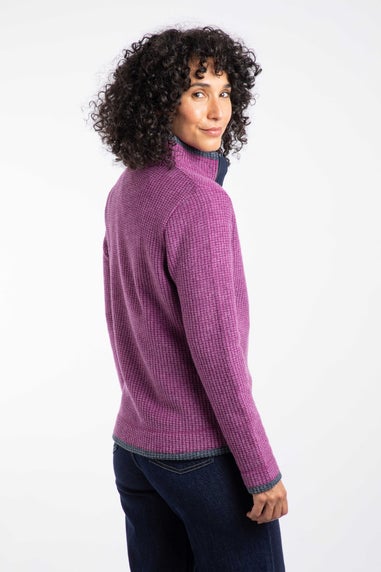Weird Fish Purple Wine Ariana Full Zip Grid Fleece