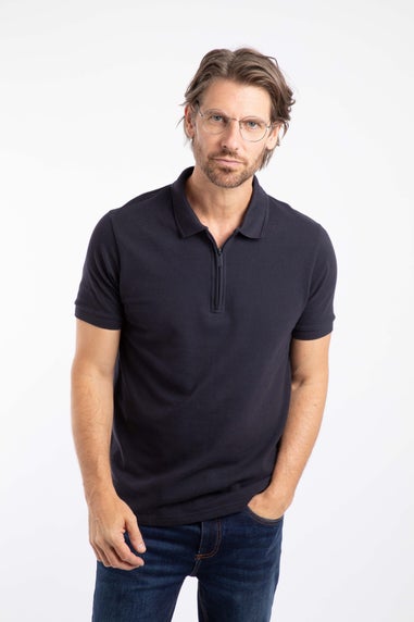 Weird Fish Midnight Murray 1/4 Zip Textured Jersey Polo