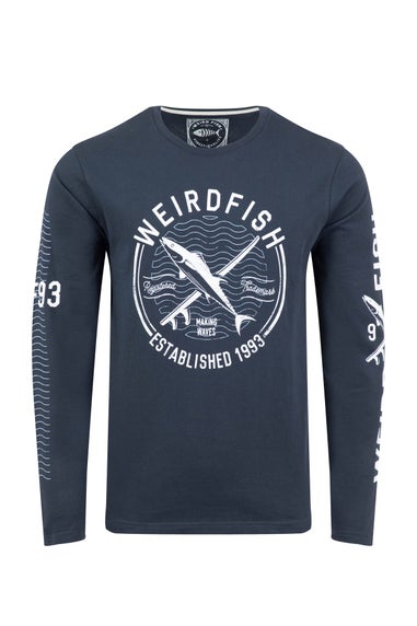 Weird Fish Navy Making Waves  Branded Long Sleeve T-Shirt