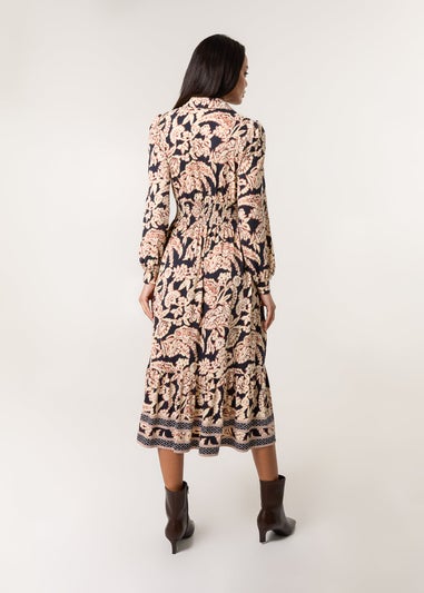 Blue Vanilla Navy Border Print Shirt Dress