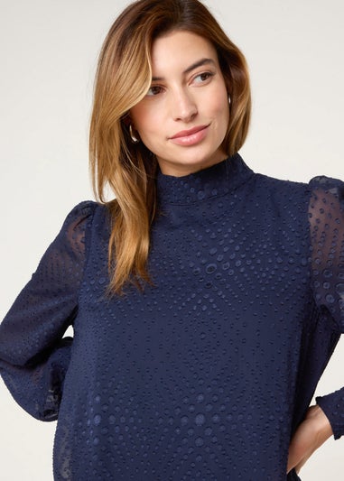 Blue Vanilla Navy High Neck Shift Dress