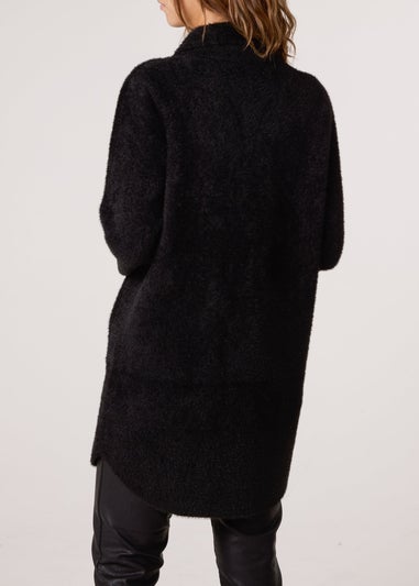 Blue Vanilla Black Overcoat With Classic Collar