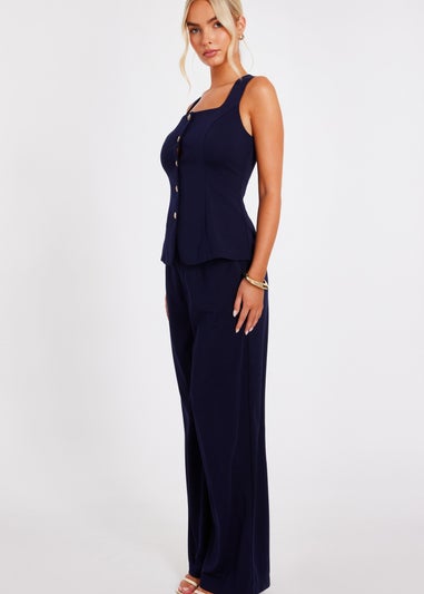 Quiz Navy Square Neck Waistcoat