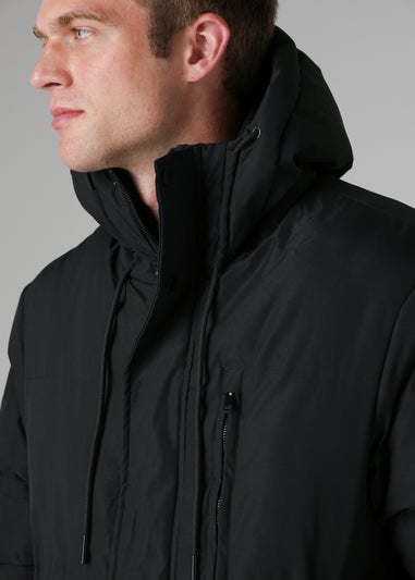 Nines Black Hooded Parka Jacket with Soft Fleece Lining