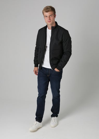 Nines Black Oxford Jacket with Corduroy Collar & Contrast Zip