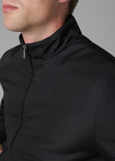 Nines Black Oxford Jacket with Corduroy Collar & Contrast Zip