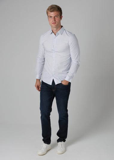 Nines Blue Cotton Poplin Shirt