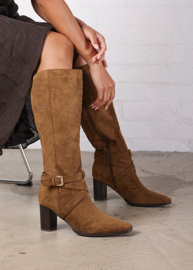 Where's That From Yvette Khaki PU Knee High Boots