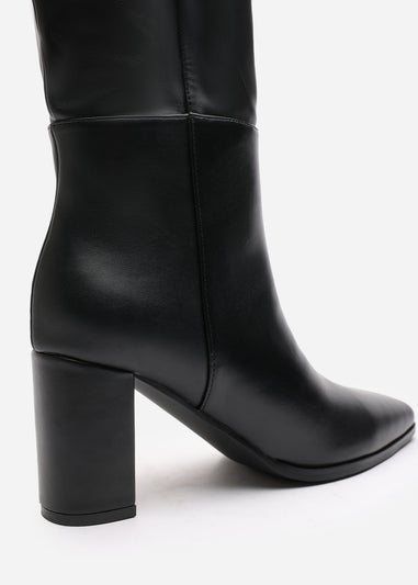 Where's That From Xenia Black PU Over The Knee Boots