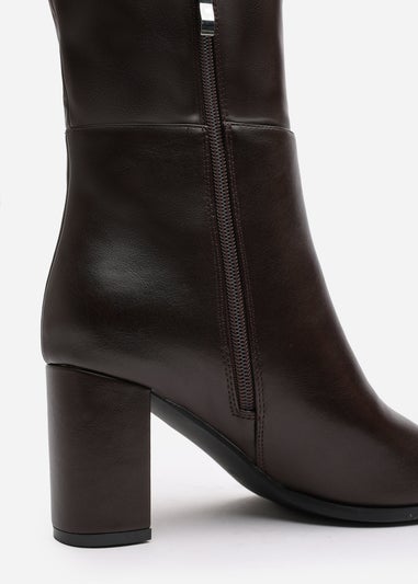 Where's That From Xenia Brown PU Over The Knee Boots