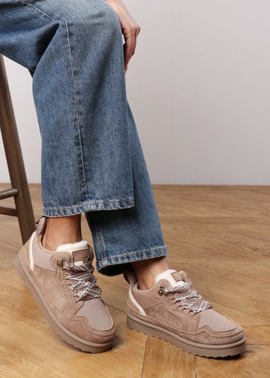 Where's That From Elara Camel Suede Lace-Up Trainers