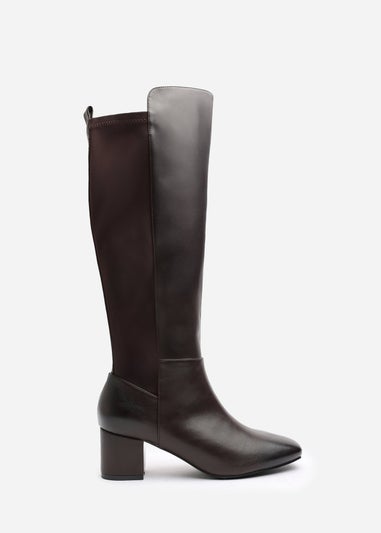 Where's That From Beau Wide-Fit Brown PU Knee High Boots